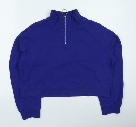 H&M Womens Blue Cotton Pullover Sweatshirt Size S Pullover - Cropped