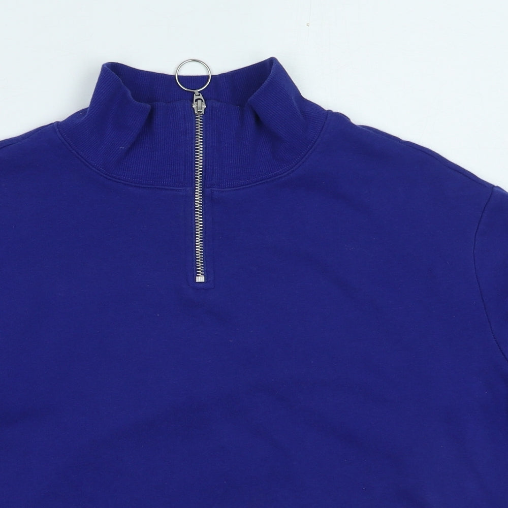 H&M Womens Blue Cotton Pullover Sweatshirt Size S Pullover - Cropped