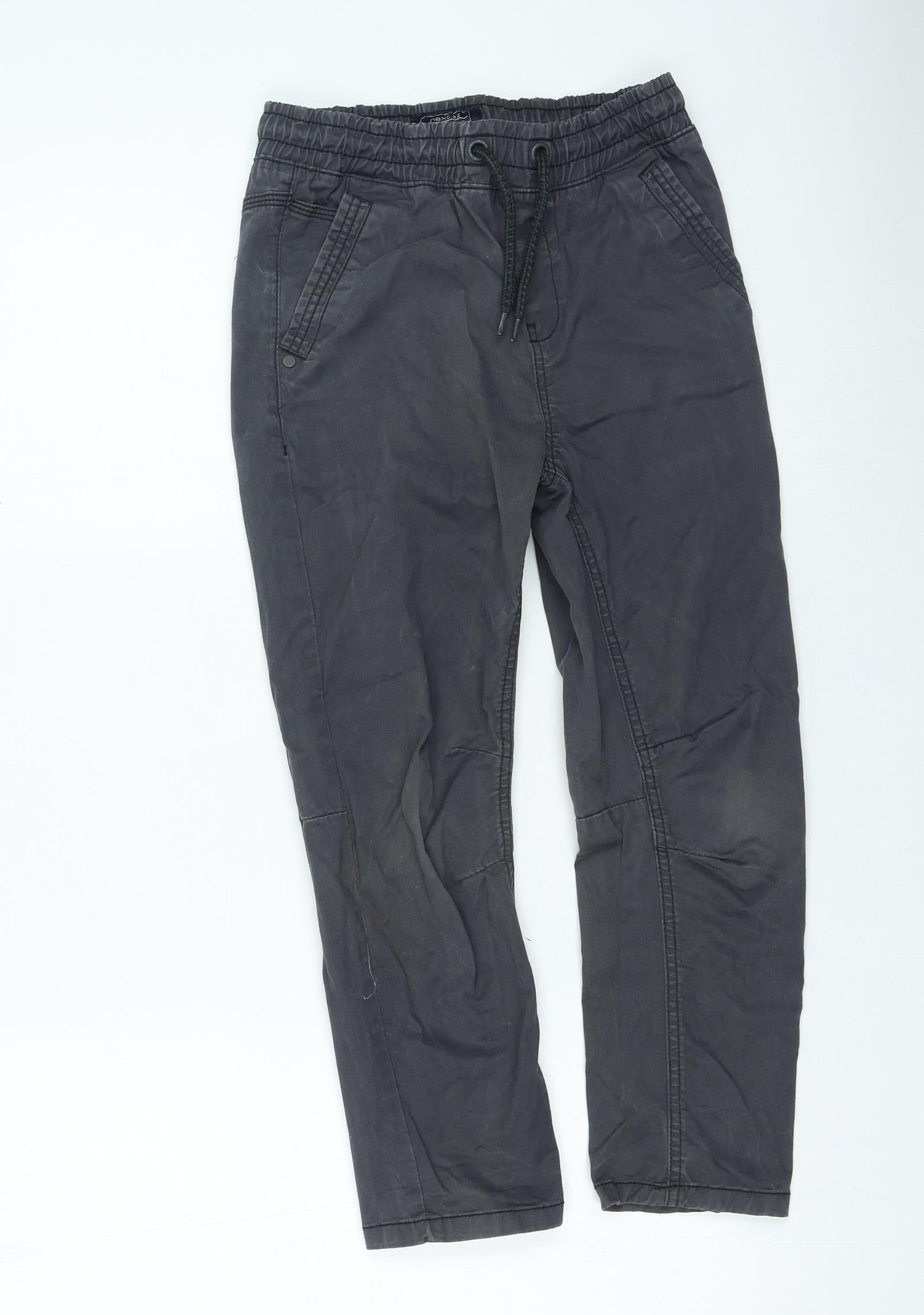 NEXT Boys Grey Cotton Cargo Trousers Size 9 Months Regular Tie