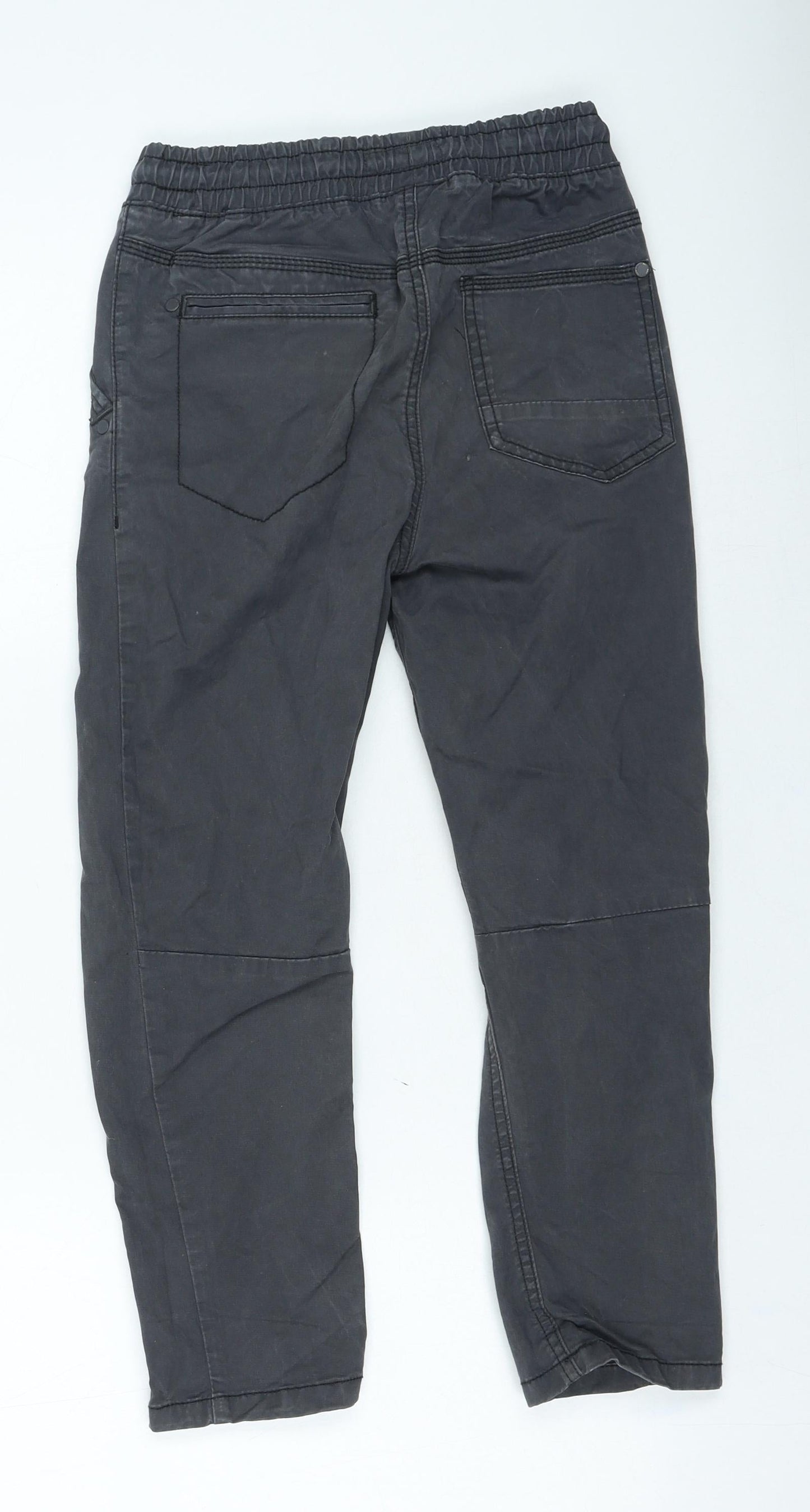 NEXT Boys Grey Cotton Cargo Trousers Size 9 Months Regular Tie
