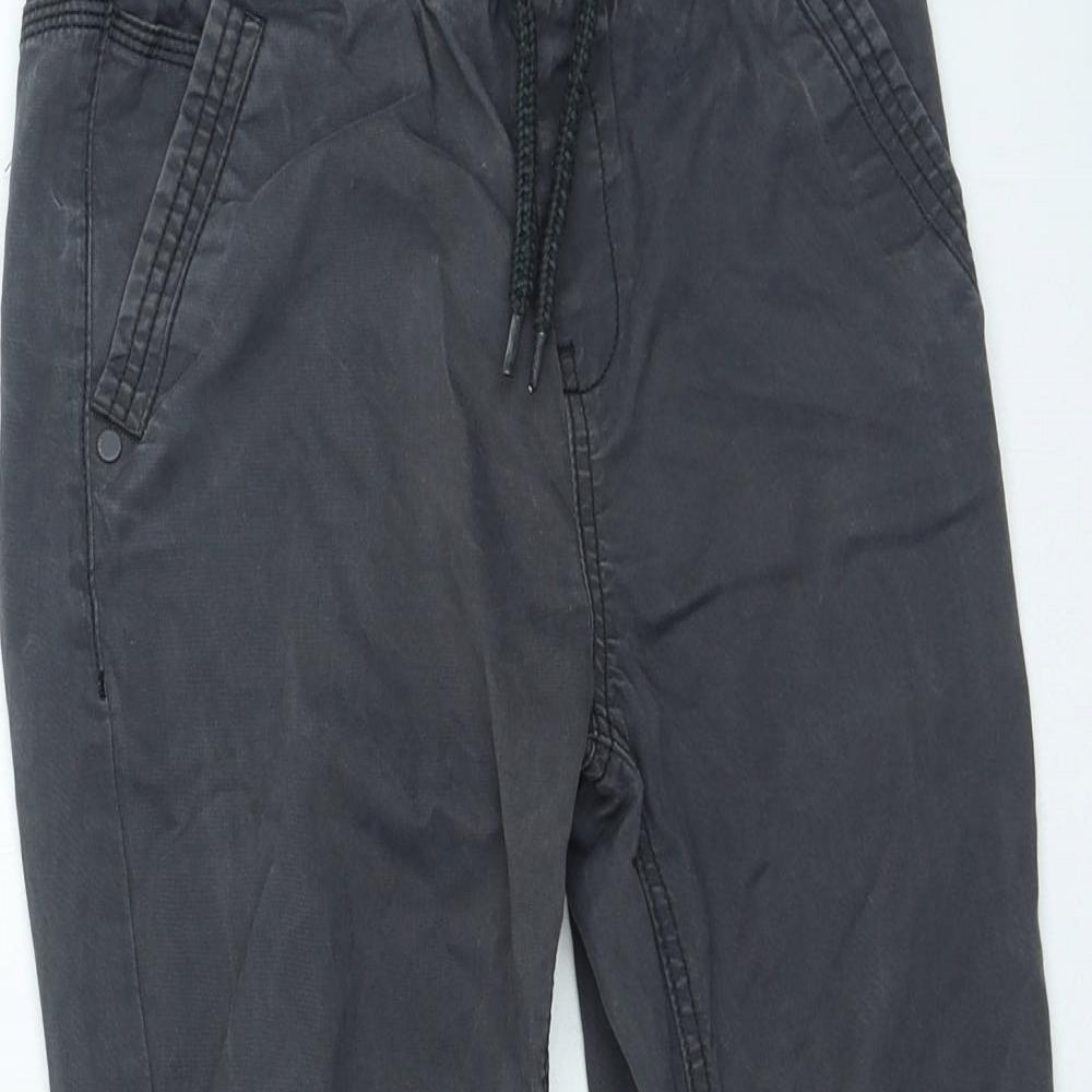 NEXT Boys Grey Cotton Cargo Trousers Size 9 Months Regular Tie