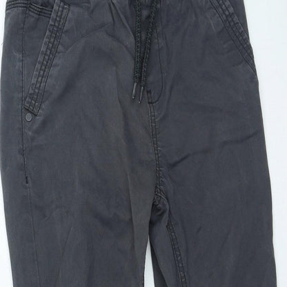 NEXT Boys Grey Cotton Cargo Trousers Size 9 Months Regular Tie