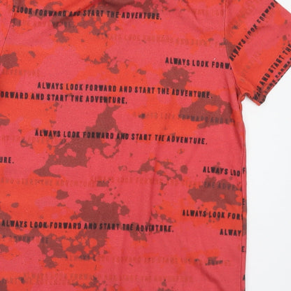 George Boys Red Camouflage Polyester Basic T-Shirt Size 9-10 Years Crew Neck - Slogan