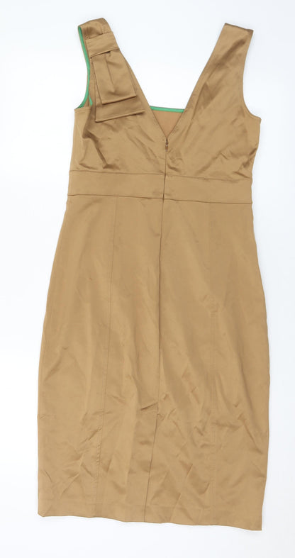 Beatrice Womens Brown Polyamide Shift Size 10 Round Neck Zip