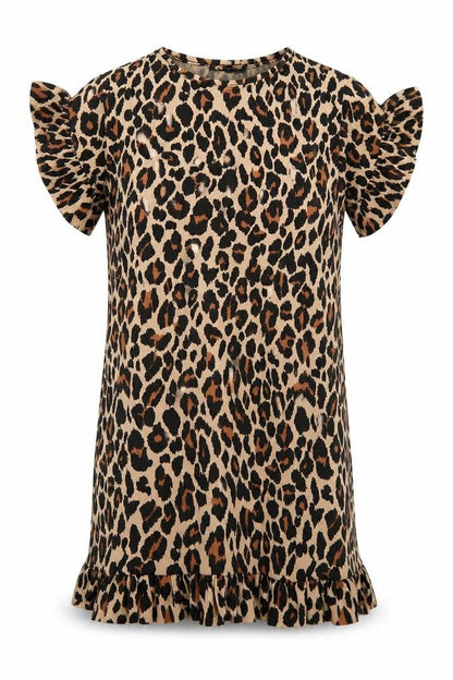 I SAW IT FIRST Womens Brown Animal Print Polyester Mini Size 8 Round Neck