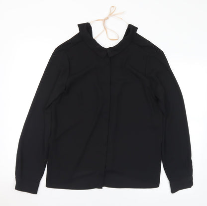 Womens UK Size M Zara Black Basic Blouse