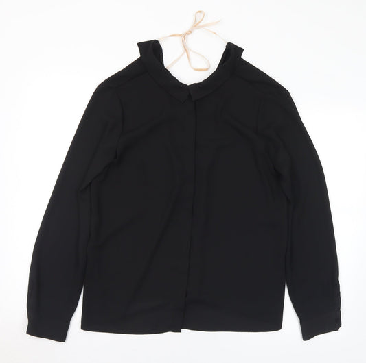 Womens UK Size M Zara Black Basic Blouse