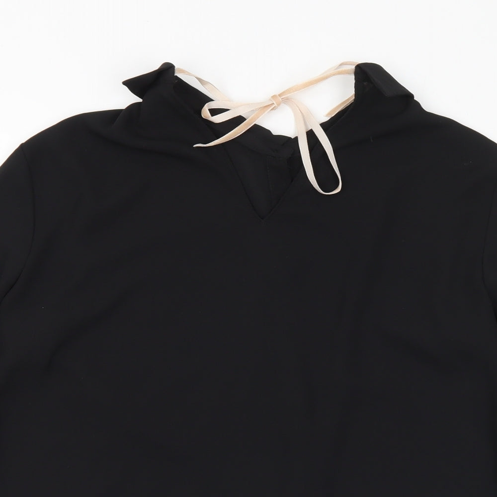 Womens UK Size M Zara Black Basic Blouse