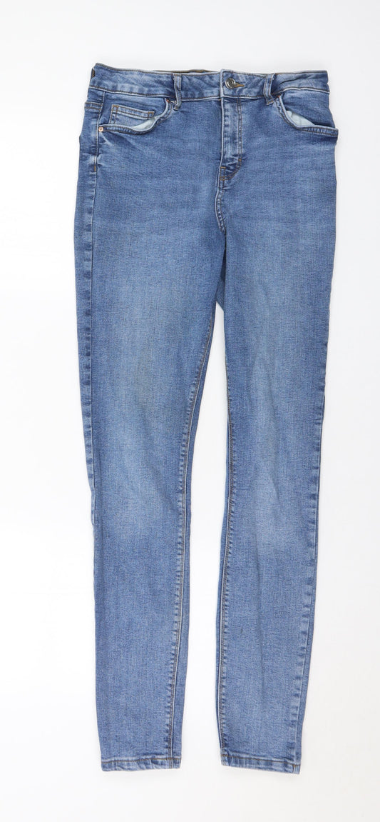 Denim & Co. Womens Blue Cotton Skinny Jeans Size 12 L29 in Regular Button