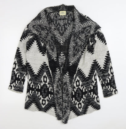 Matalan Womens Grey V-Neck Geometric Acrylic Cardigan Jumper Size S