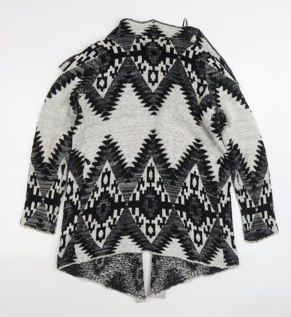 Matalan Womens Grey V-Neck Geometric Acrylic Cardigan Jumper Size S