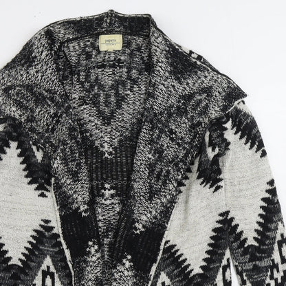 Matalan Womens Grey V-Neck Geometric Acrylic Cardigan Jumper Size S