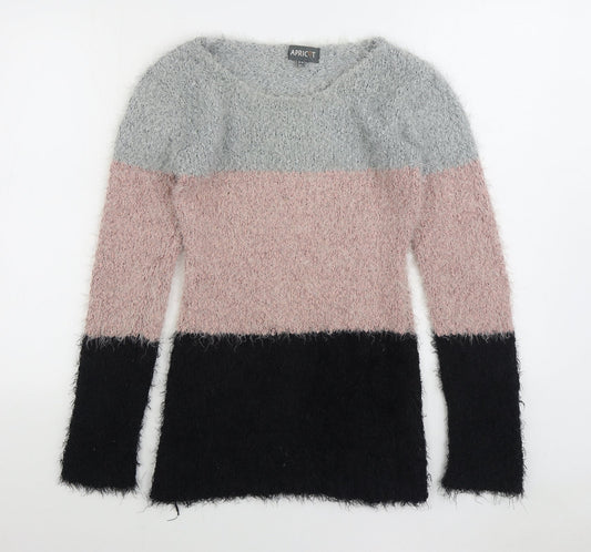 Apricot Womens Multicoloured Scoop Neck Striped Polyester Pullover Jumper Size S