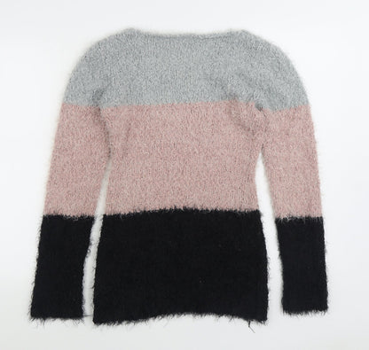 Womens UK Size S Apricot Multicoloured Pullover Jumper