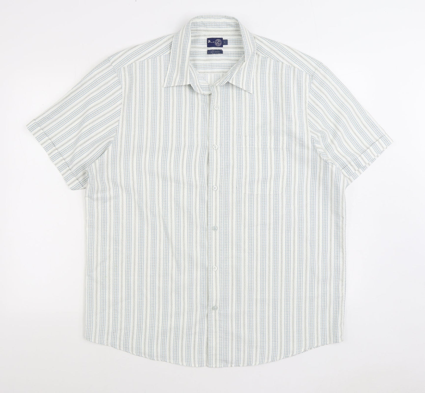 Mens UK Size L BHS Multicoloured  Button-Up Short Sleeve Casual Shirt