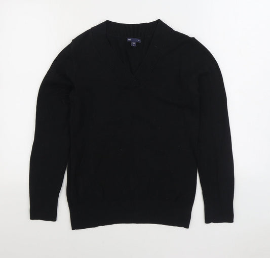Gap Womens Black V-Neck Acrylic Pullover Jumper Size M