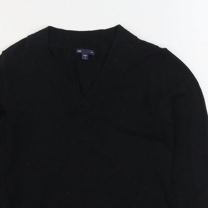 Gap Womens Black V-Neck Acrylic Pullover Jumper Size M