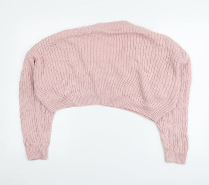 COLLUSION Womens Pink V-Neck Acrylic Pullover Jumper Size 12