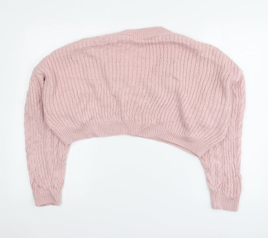 COLLUSION Womens Pink V-Neck Acrylic Pullover Jumper Size 12