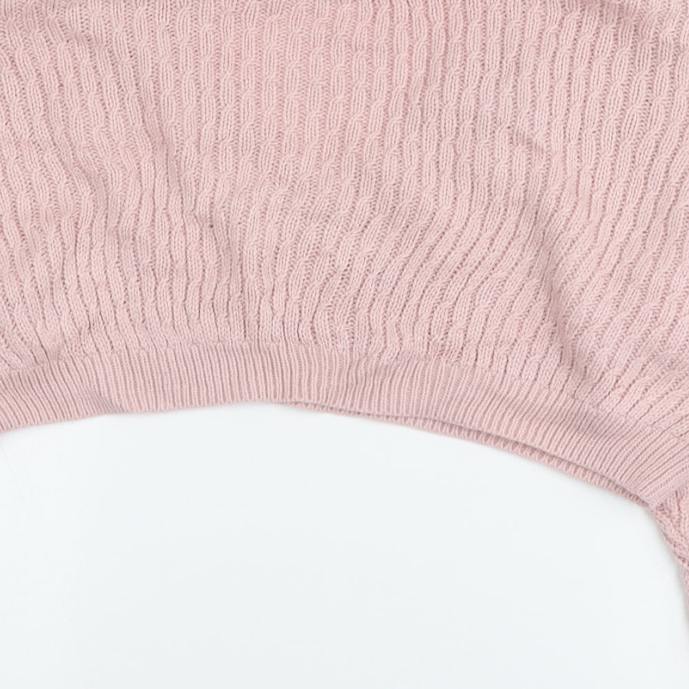 COLLUSION Womens Pink V-Neck Acrylic Pullover Jumper Size 12