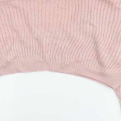 COLLUSION Womens Pink V-Neck Acrylic Pullover Jumper Size 12