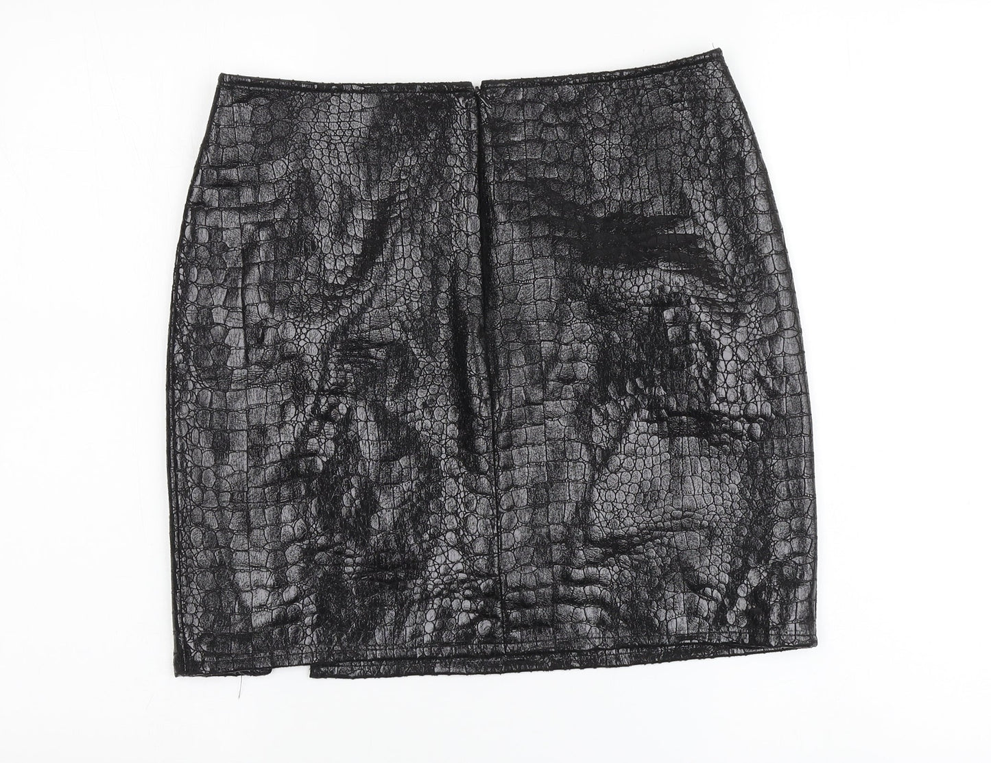 Motel Womens Black Animal Print Polyester A-Line Skirt Size L Zip