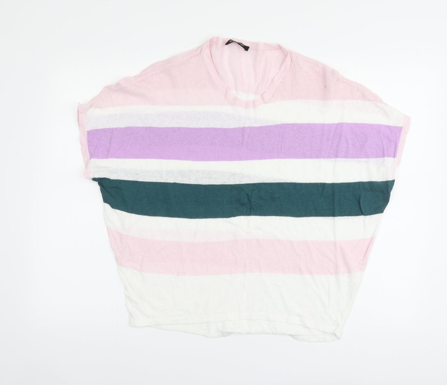 Kaleidoscope Womens Multicoloured Round Neck Striped Cotton Pullover Jumper Size 10