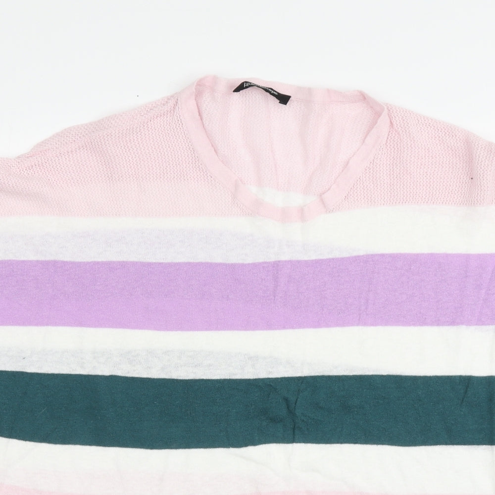 Kaleidoscope Womens Multicoloured Round Neck Striped Cotton Pullover Jumper Size 10