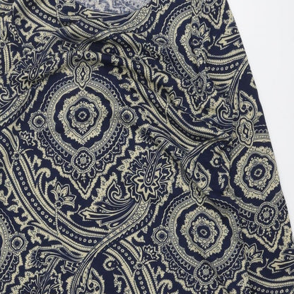 QED London Womens Blue Paisley Cotton Trapeze & Swing Size M Round Neck