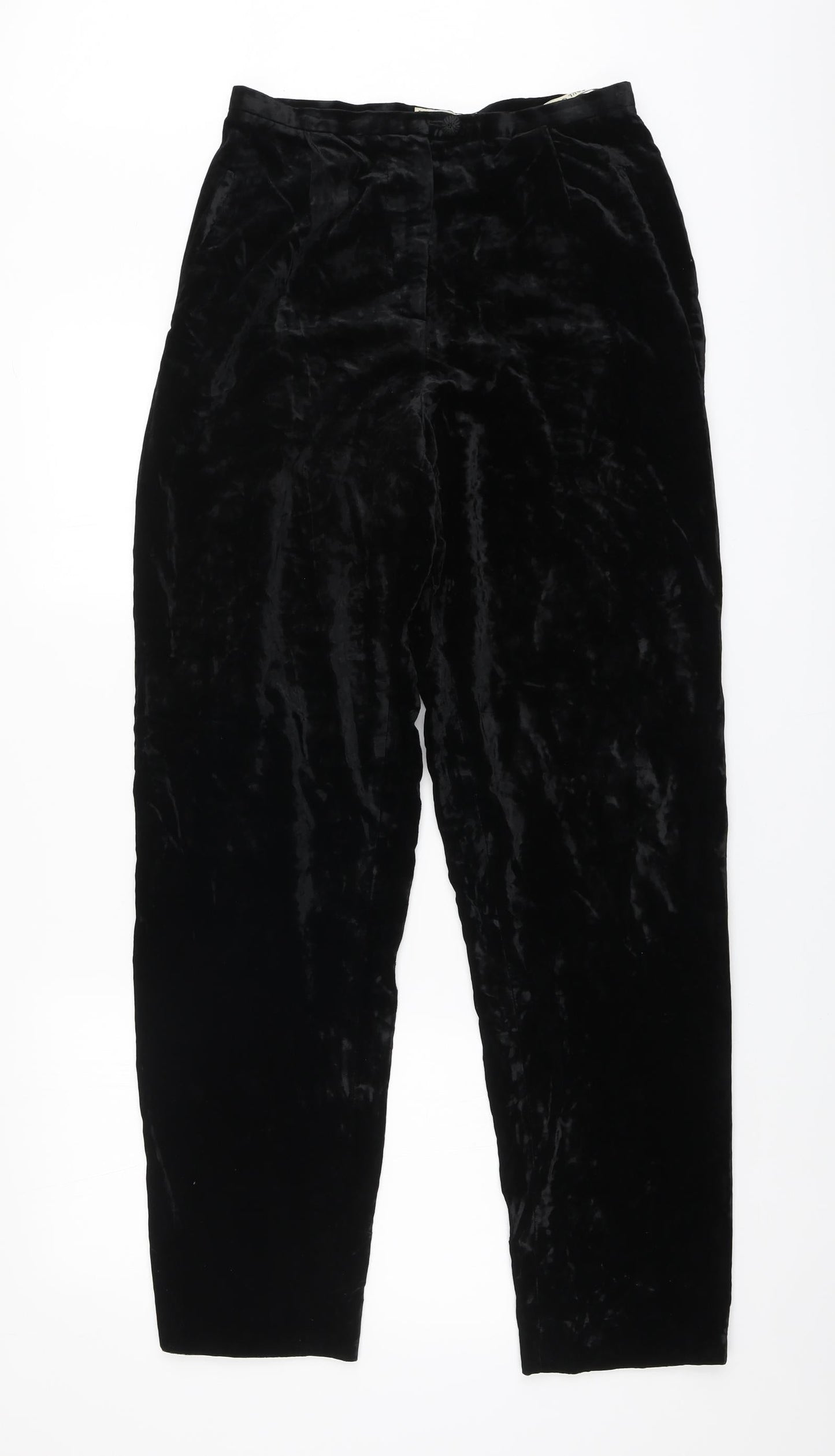 Paul Costelloe Womens Black Acetate Trousers Size 12 L32 in Regular Zip