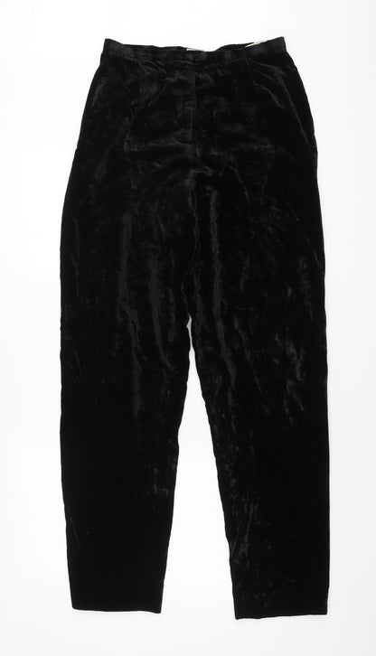 Paul Costelloe Womens Black Acetate Trousers Size 12 L32 in Regular Zip