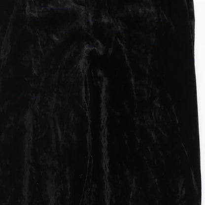 Paul Costelloe Womens Black Acetate Trousers Size 12 L32 in Regular Zip