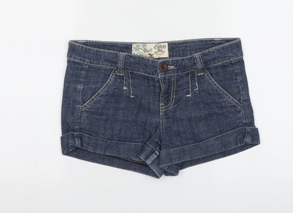 Celebrity Pink Girls Blue Cotton Cut-Off Shorts Size 9 Years Regular Zip