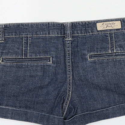 Celebrity Pink Girls Blue Cotton Cut-Off Shorts Size 9 Years Regular Zip