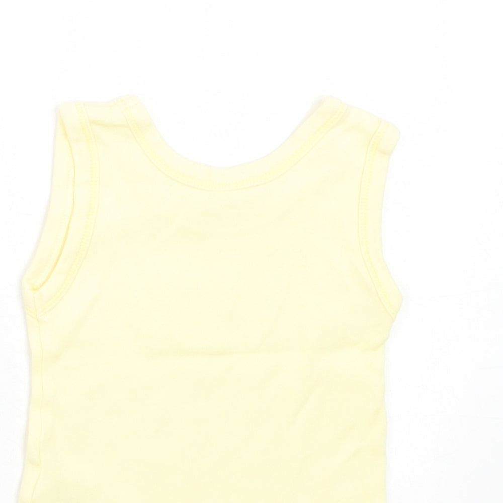 Dunnes Stores Girls Yellow Cotton Basic Tank Size 3-6 Months Crew Neck Pullover - Duck