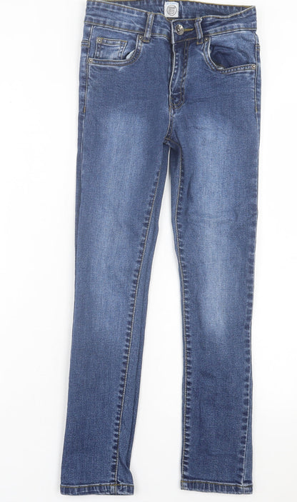 Ze Enzo Mens Blue Cotton Straight Jeans Size 26 L25 in Regular Button