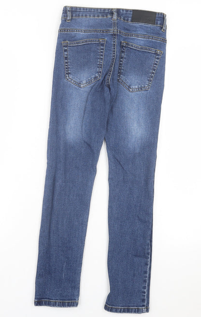 Ze Enzo Mens Blue Cotton Straight Jeans Size 26 L25 in Regular Button