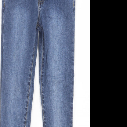 Ze Enzo Mens Blue Cotton Straight Jeans Size 26 L25 in Regular Button