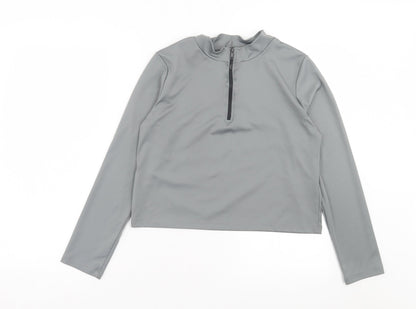 ASOS Womens Grey Polyester Cropped Casual Size 18 High Neck Zip