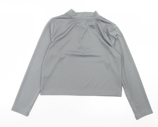 ASOS Womens Grey Polyester Cropped Casual Size 18 High Neck Zip