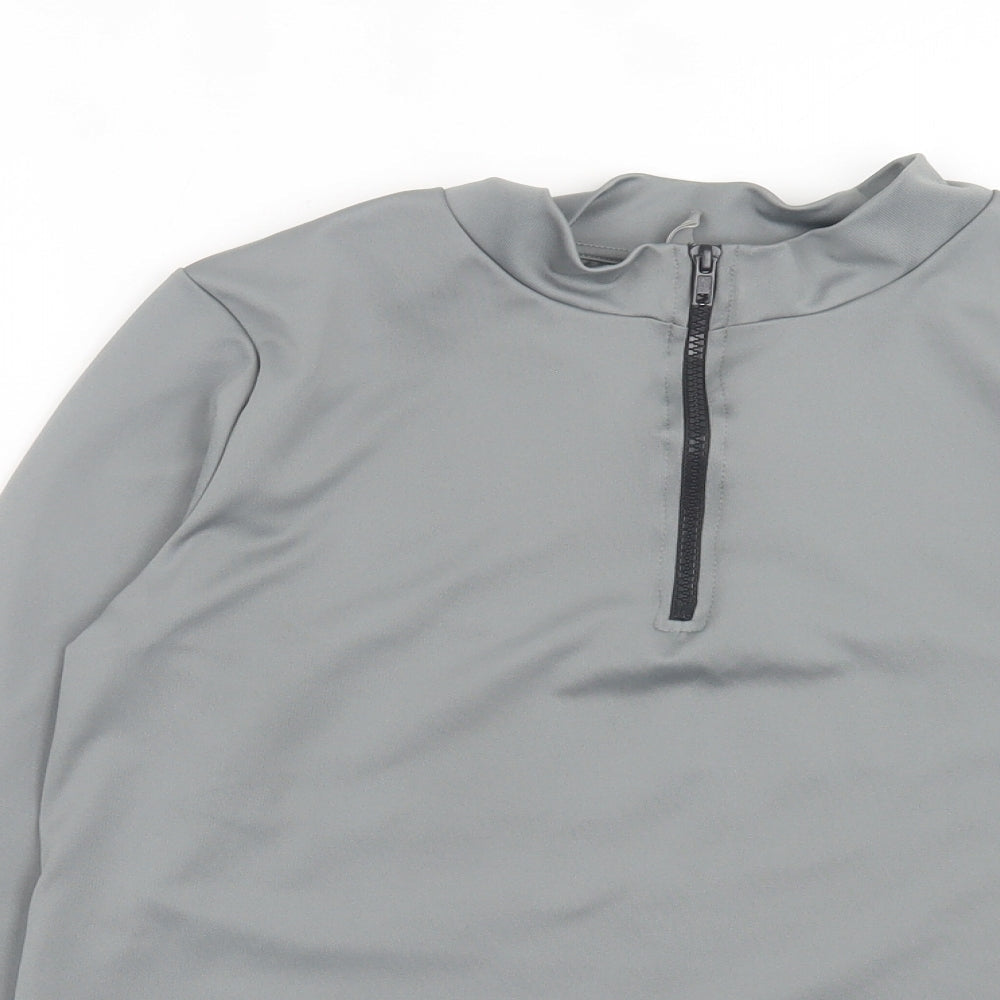 ASOS Womens Grey Polyester Cropped Casual Size 18 High Neck Zip