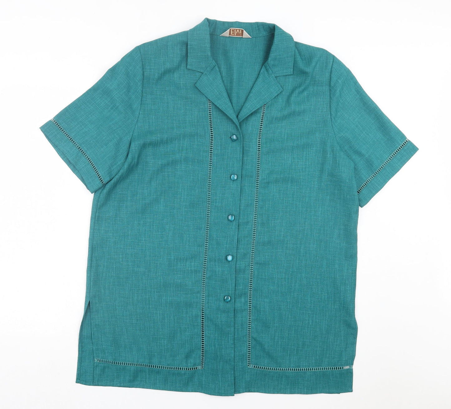 Womens UK Size 18 ELVI Green Basic Button-Up