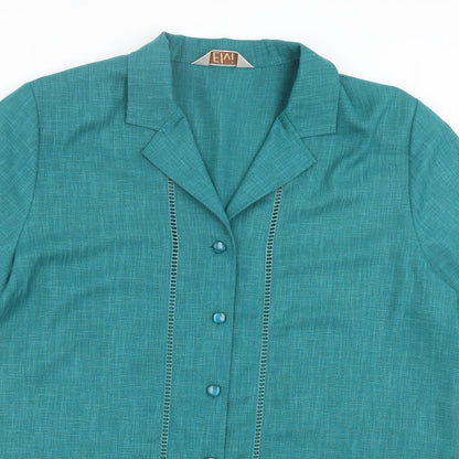 Womens UK Size 18 ELVI Green Basic Button-Up