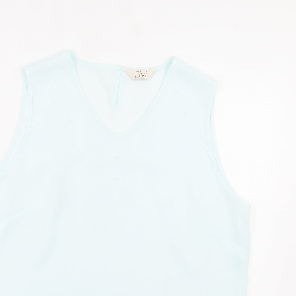 Womens UK Size 18 ELVI Blue Basic Tank
