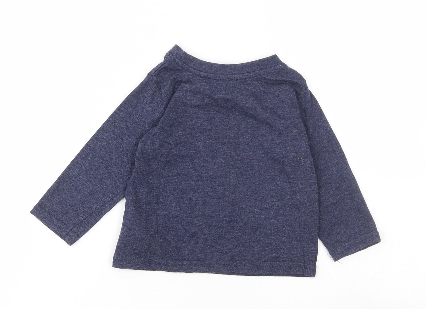 Mini Rebel Boys Blue Cotton Basic T-Shirt Size 9-12 Months Round Neck - Slogan