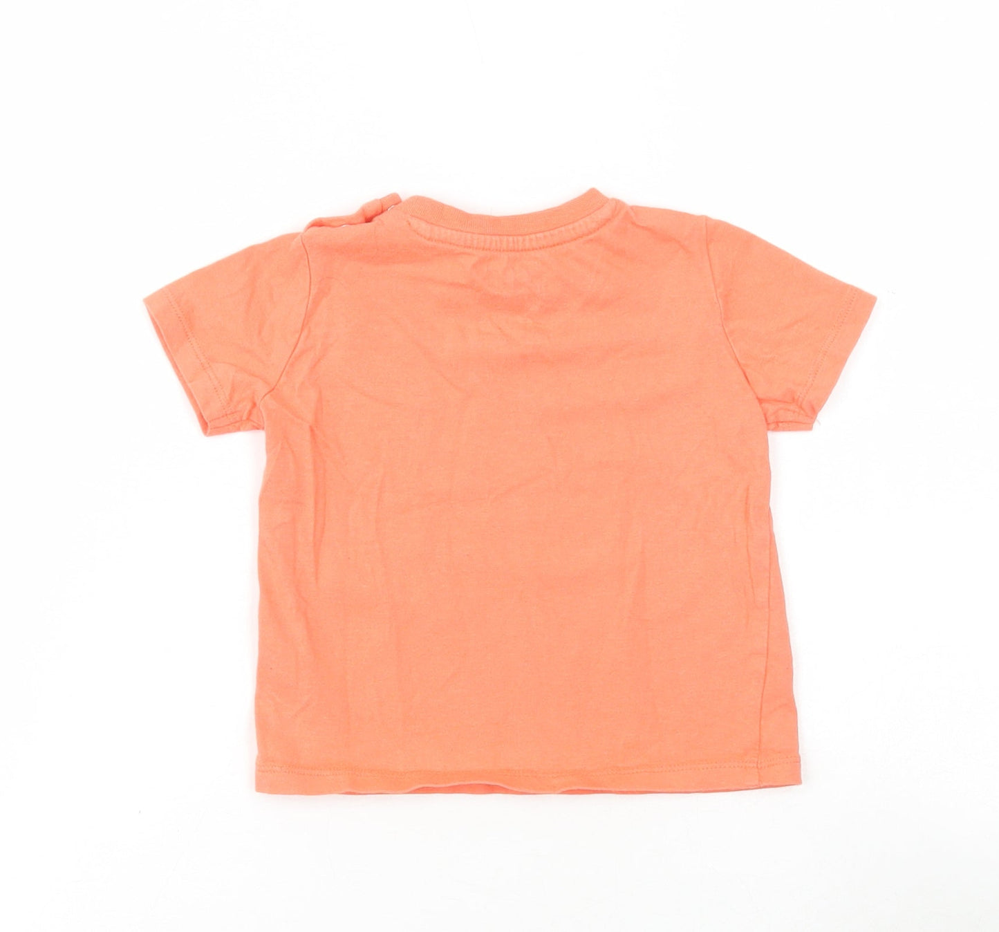 F&F Baby Orange Cotton Basic T-Shirt Size 9-12 Months Round Neck Snap - All day long