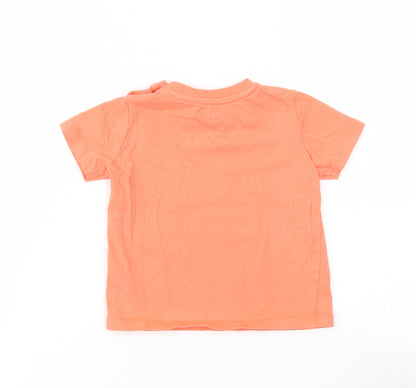F&F Baby Orange Cotton Basic T-Shirt Size 9-12 Months Round Neck Snap - All day long