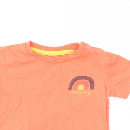 F&F Baby Orange Cotton Basic T-Shirt Size 9-12 Months Round Neck Snap - All day long