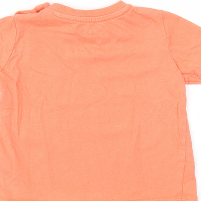 F&F Baby Orange Cotton Basic T-Shirt Size 9-12 Months Round Neck Snap - All day long