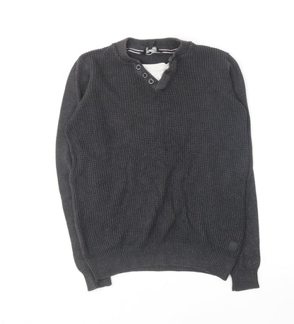 Cedar Wood State Mens Grey Round Neck Cotton Pullover Jumper Size S